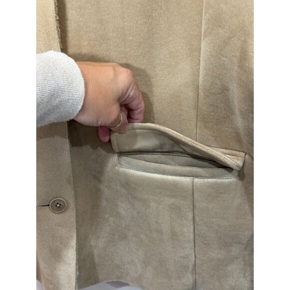 Lands' End Faux Suede Women's Sherpa Lined Coat Size 1X (16-18W) - Picture 5 of 10